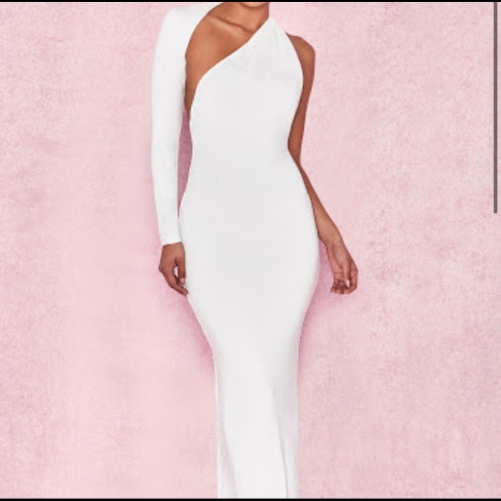 House of CB White One Sleeve Jersey Dress